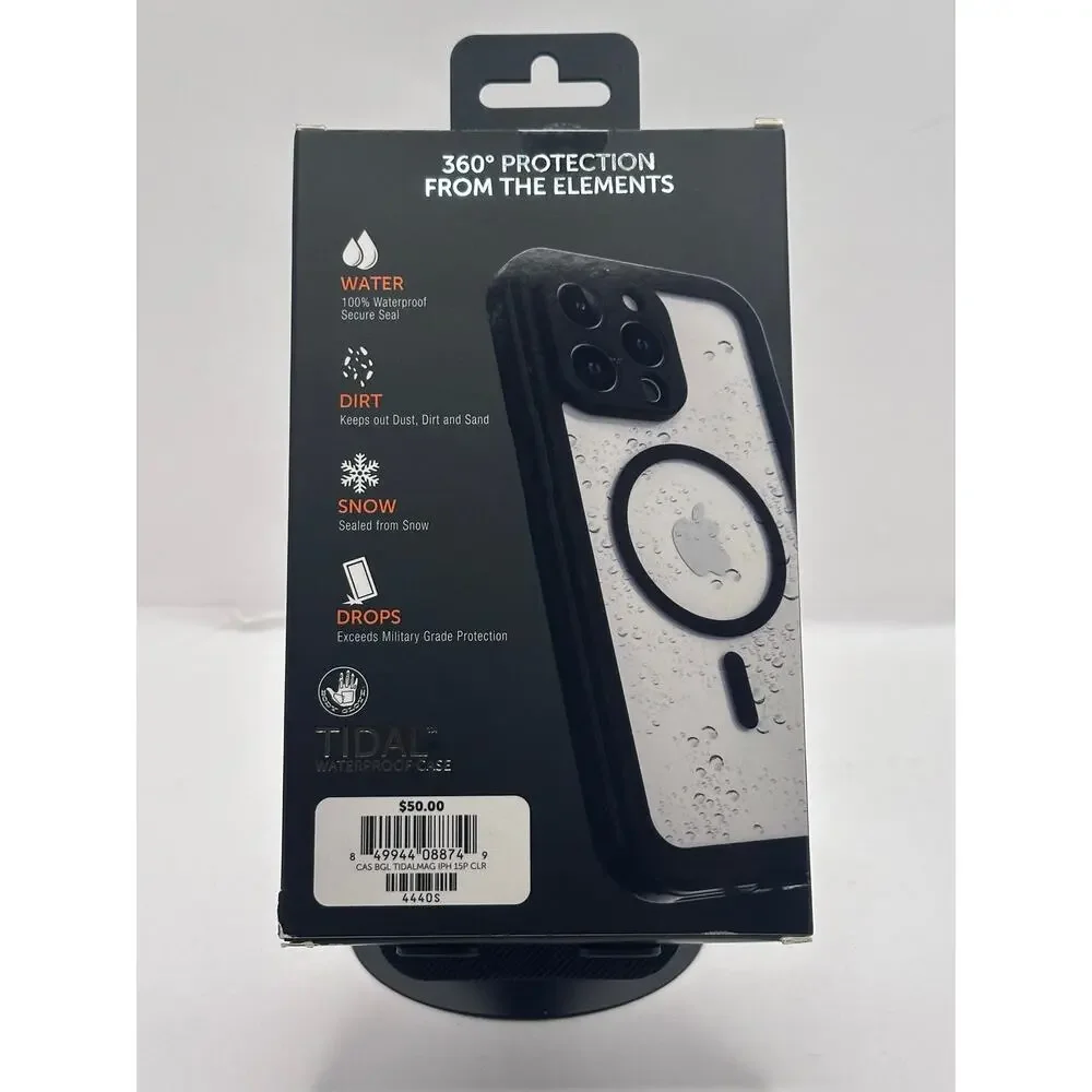 Body Glove Tidal Waterproof Case iPhone 15 Pro Clear/Black MagSafe NWT MSRP: $50